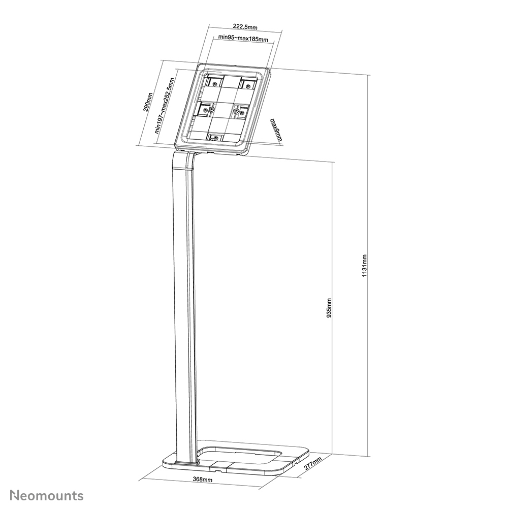 Neomounts TABLET-S100SILVER Tablet floor stand 9.7-10.1" - lockable